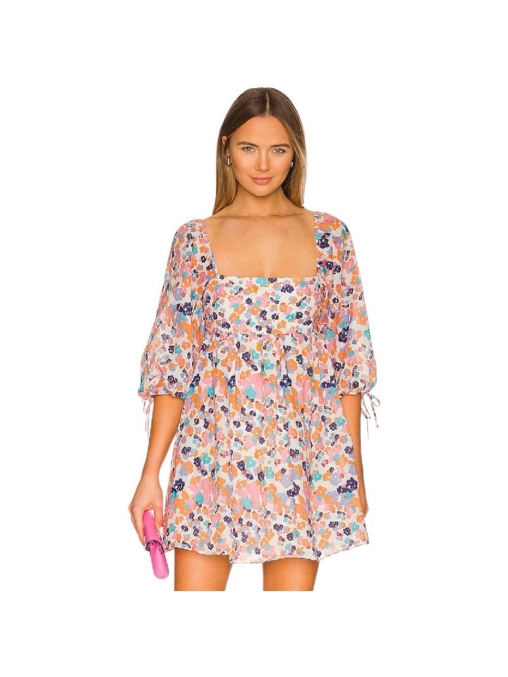 Amanda Uprichard Darling Puff Sleeve Floral Mini Dress M Madagascar Print